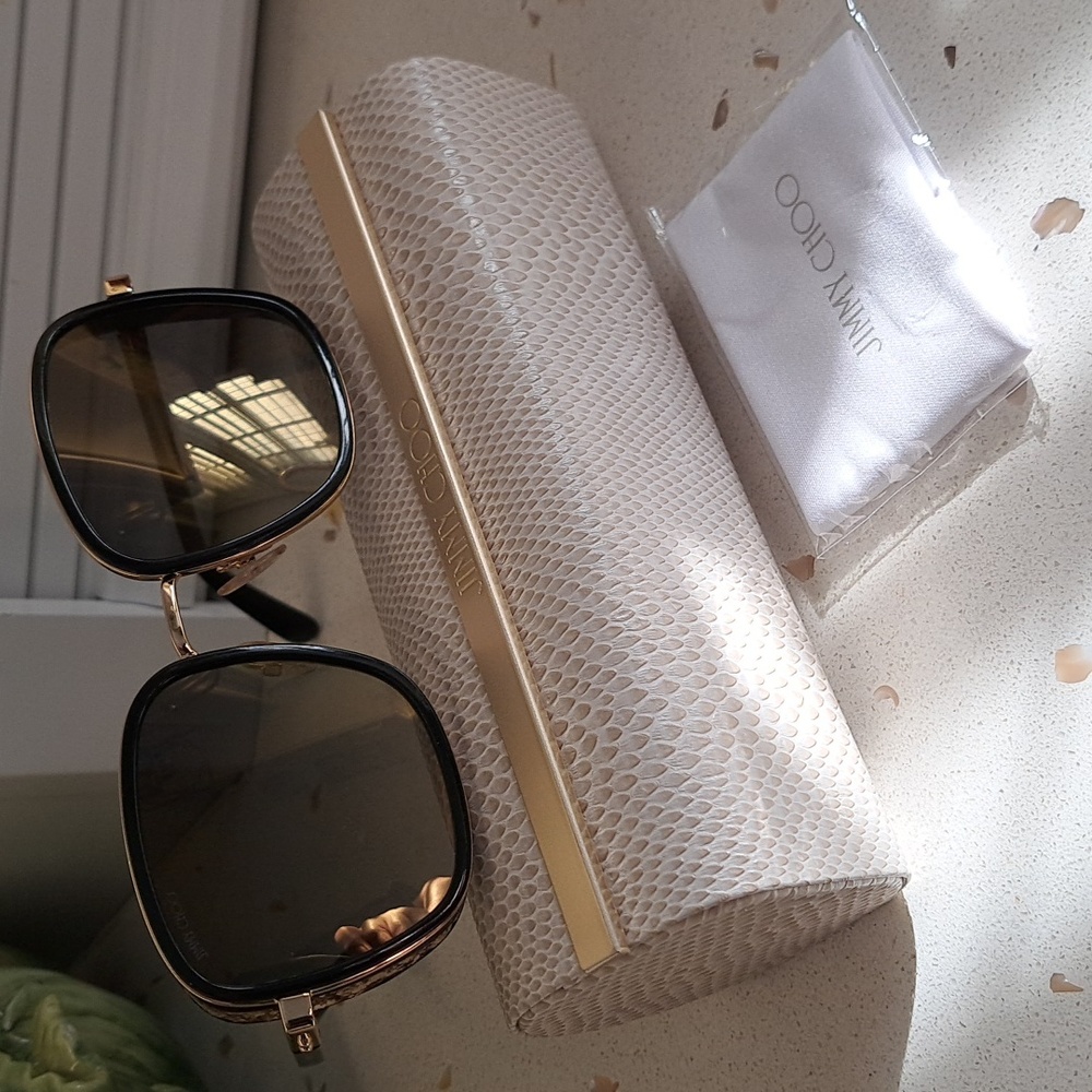 NWOT Jimmy Choo Gold and Black Sunglasses
